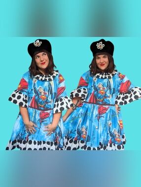 Handmade, Upcycled Vintage 1990's Superman Dress Fits Size S-M-L-XL